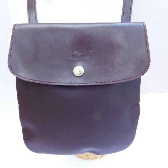 Longchamp Handbags - LONGCHAMP SMALL NYLON AND LEATHER PURPLE CROSSBODY